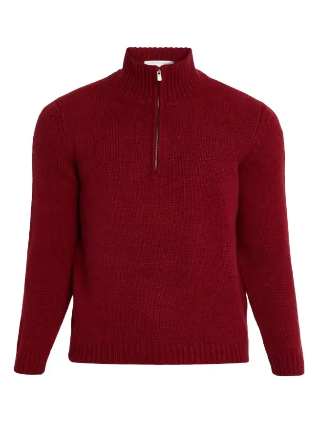 Men's Plain Knit Cashmere Quarter-Zip Sweater Men's Plain Knit Cashmere Quarter-Zip Sweater