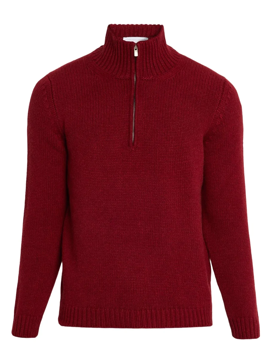 Men's Plain Knit Cashmere Quarter-Zip Sweater Men's Plain Knit Cashmere Quarter-Zip Sweater