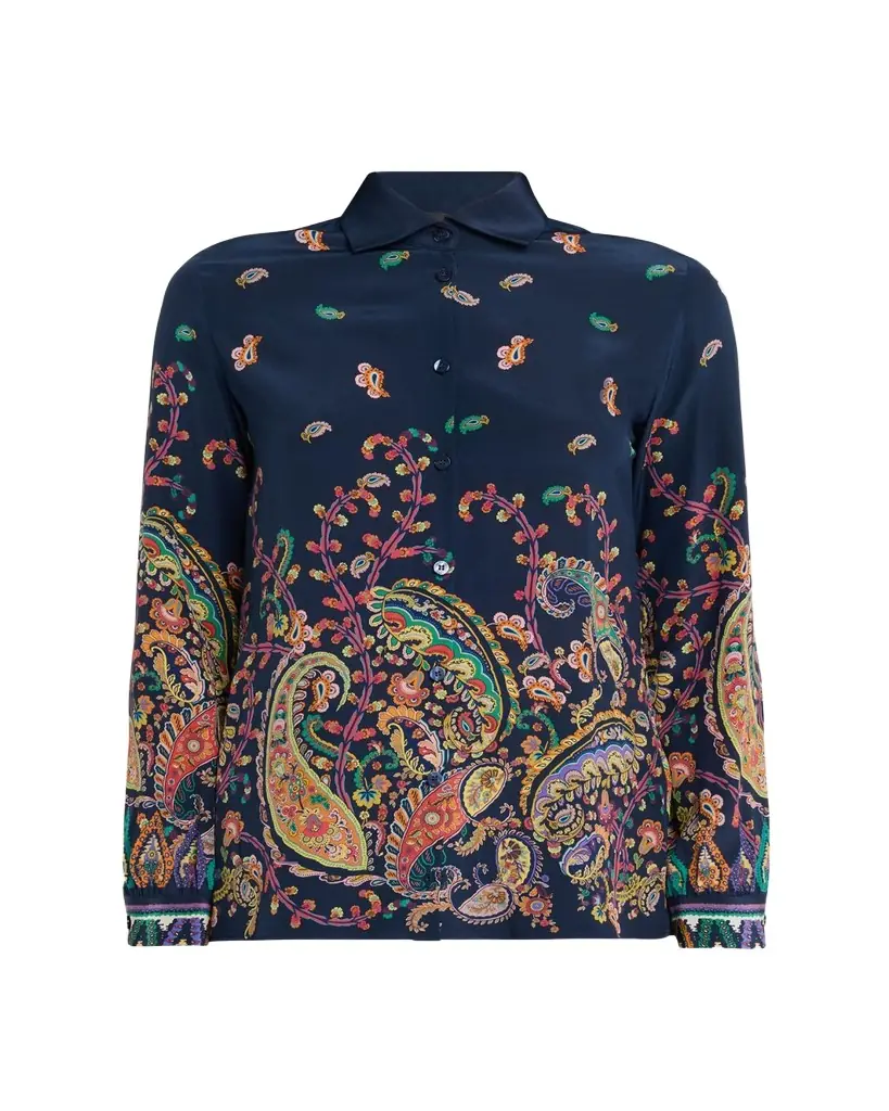 Etro Floral Paisley Silk Button-Front Shirt | Image 1 Etro Floral Paisley Silk Button-Front Shirt | Image 1