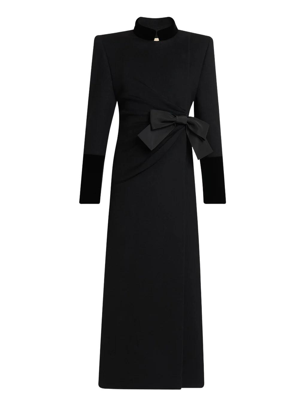 Valentino Garavani Velvet Bow Double-Breasted Wool-Cashmere Long Coat