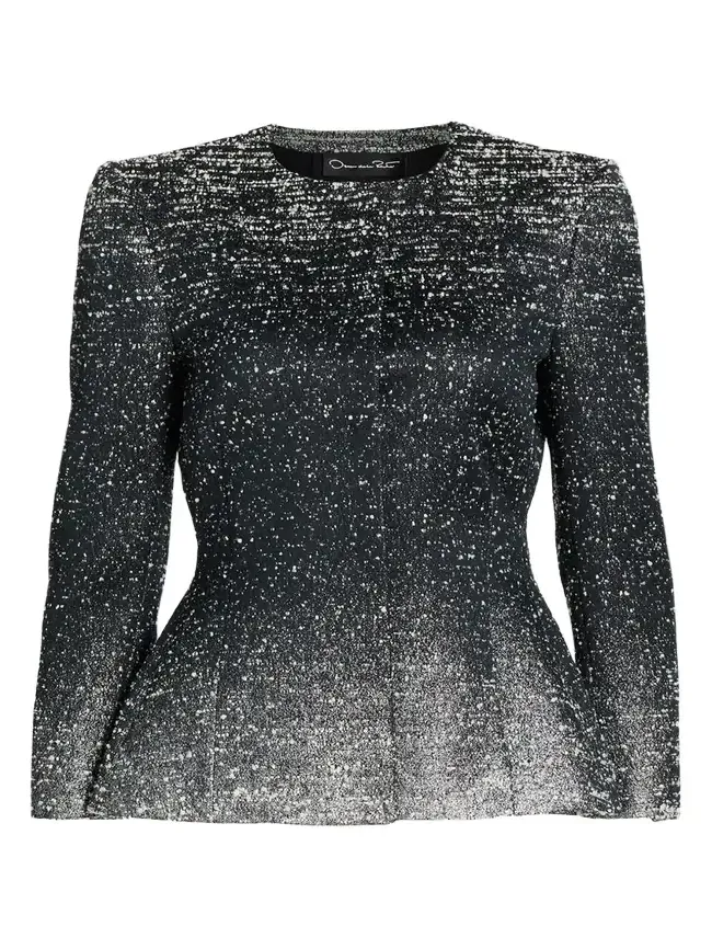 Ombre Metallic Boucle Jacquard Single-Breasted Jacket Ombre Metallic Boucle Jacquard Single-Breasted Jacket