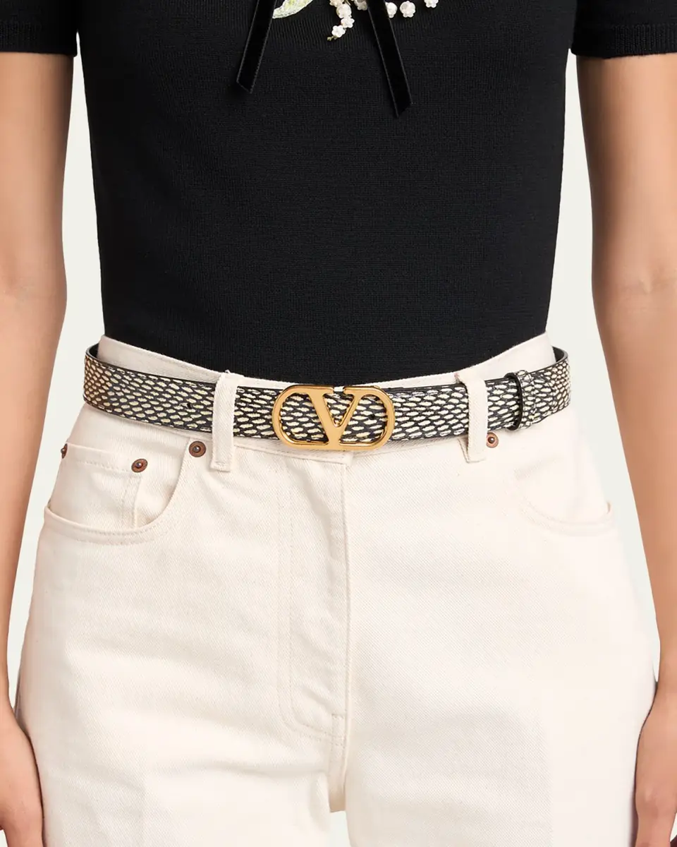 Valentino Garavani VLogo Signature Python Belt, 30mm | Thumbnail 2