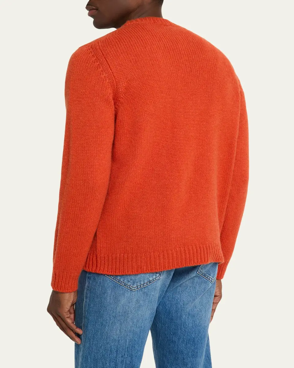 Anderson & Sheppard Men's Plain Knit Cashmere Crewneck Sweater | Thumbnail 3 Anderson & Sheppard Men's Plain Knit Cashmere Crewneck Sweater | Thumbnail 3