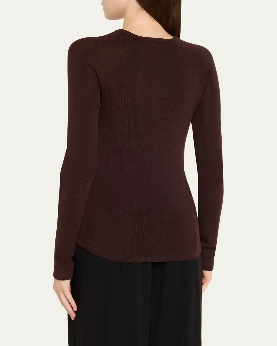 Majestic Filatures Crewneck Micro Rib Knit Wool-Silk T-Shirt | Thumbnail 3