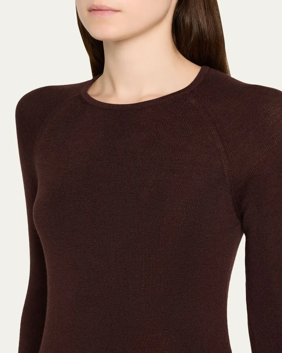 Majestic Filatures Crewneck Micro Rib Knit Wool-Silk T-Shirt | Thumbnail 5