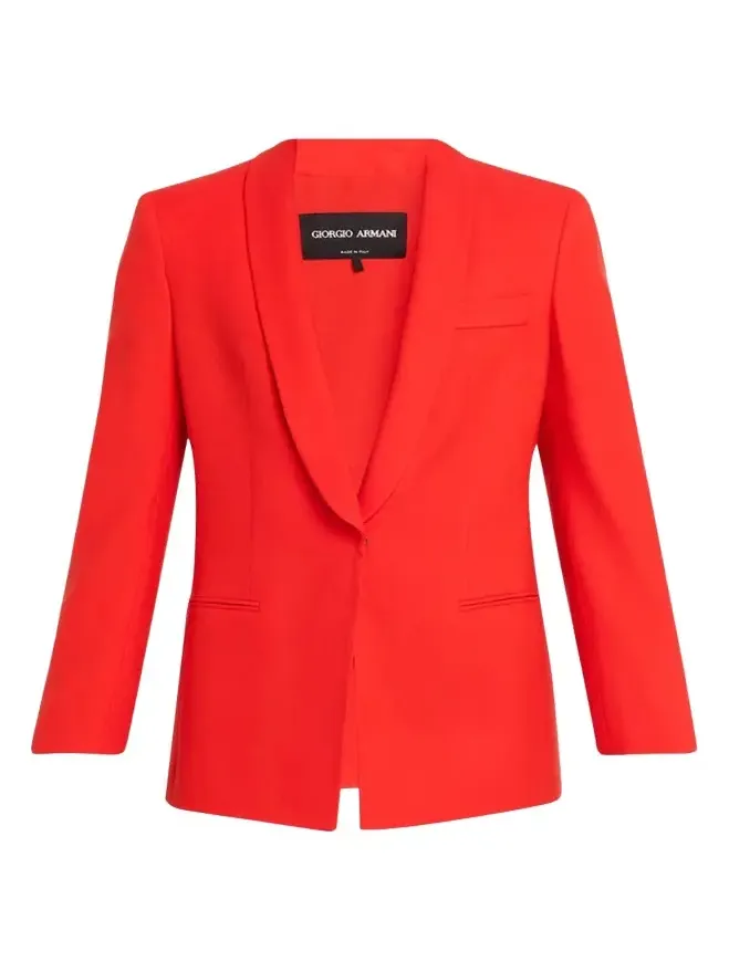 Giorgio Armani Virgin Wool Single-Breasted Longline Blazer