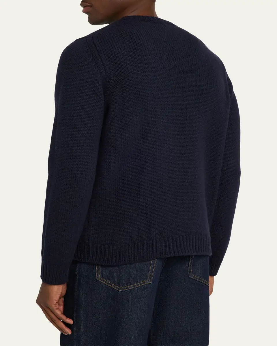 Anderson & Sheppard Men's Plain Knit Cashmere Crewneck Sweater | Thumbnail 3 Anderson & Sheppard Men's Plain Knit Cashmere Crewneck Sweater | Thumbnail 3