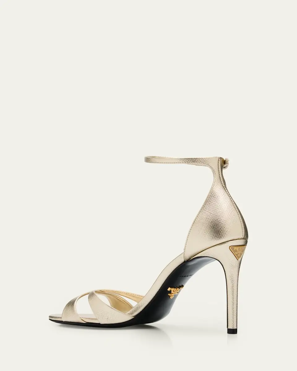 Prada 95mm Vernice Saffiano Leather Ankle-Strap Sandals | Thumbnail 4 Prada 95mm Vernice Saffiano Leather Ankle-Strap Sandals | Thumbnail 4