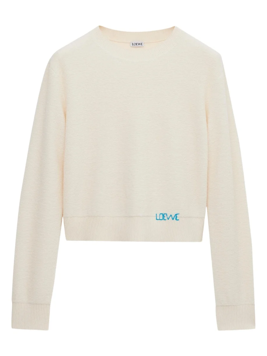 Logo Embroidered Wool Crewneck Sweater Logo Embroidered Wool Crewneck Sweater