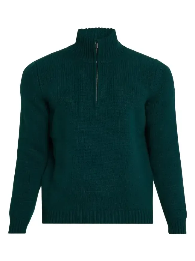 Men's Plain Knit Cashmere Quarter-Zip Sweater Men's Plain Knit Cashmere Quarter-Zip Sweater
