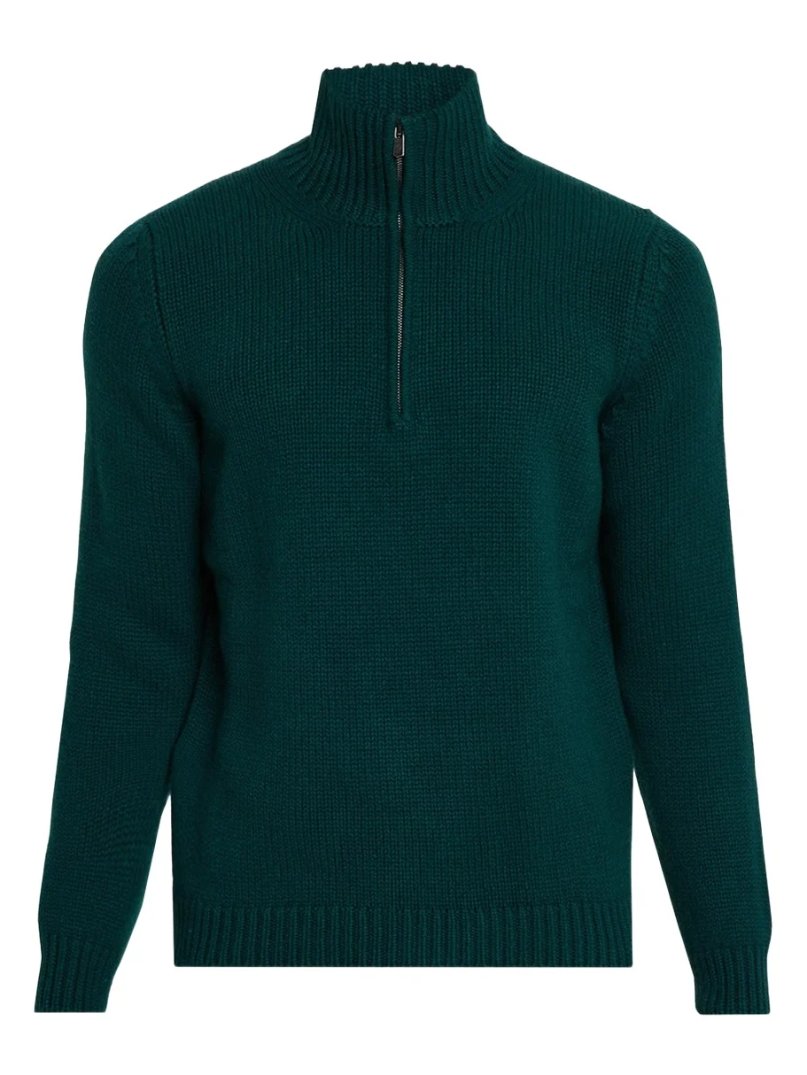 Men's Plain Knit Cashmere Quarter-Zip Sweater Men's Plain Knit Cashmere Quarter-Zip Sweater
