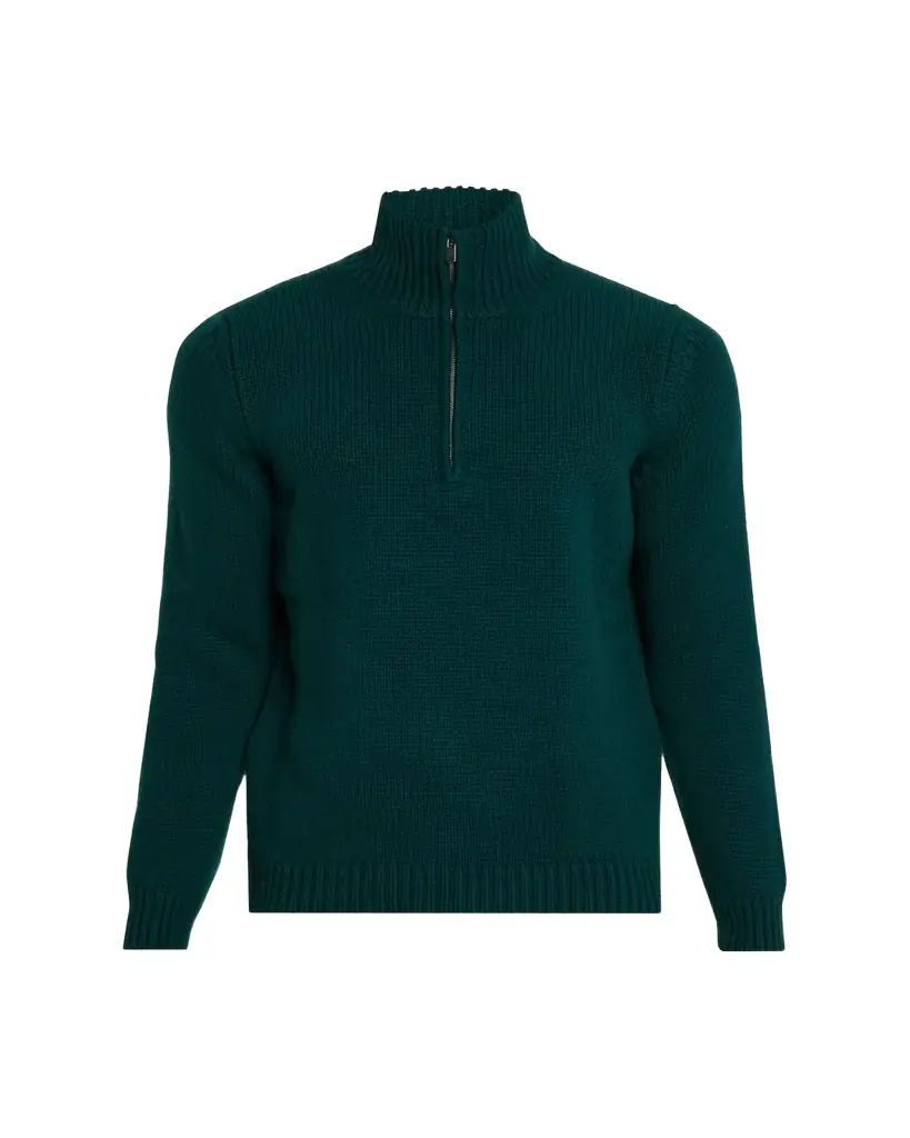 Anderson & Sheppard Men's Plain Knit Cashmere Quarter-Zip Sweater | Image 1 Anderson & Sheppard Men's Plain Knit Cashmere Quarter-Zip Sweater | Image 1