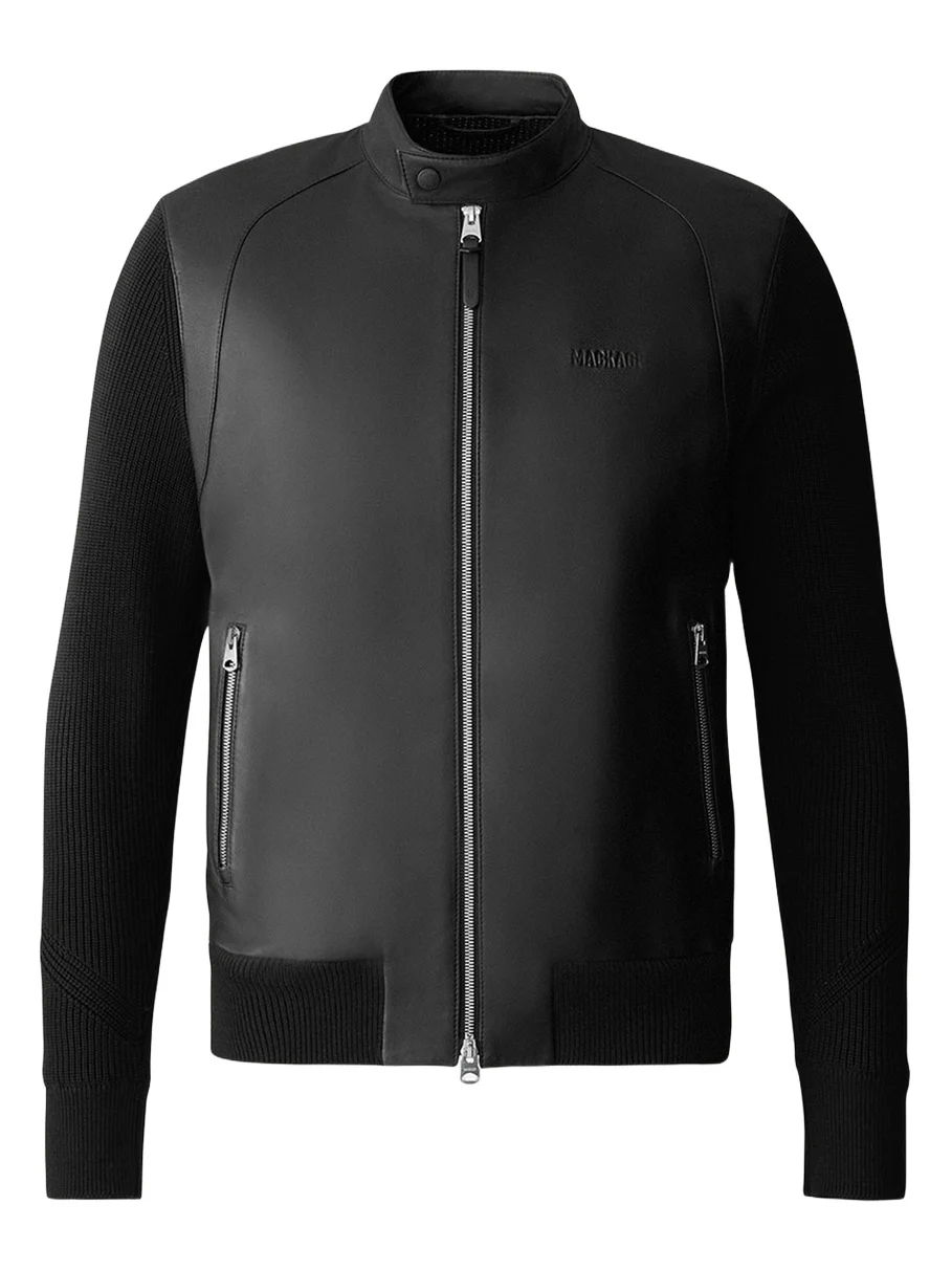 Mackage Men's Dominic Faux Leather Knit-Trim Jacket