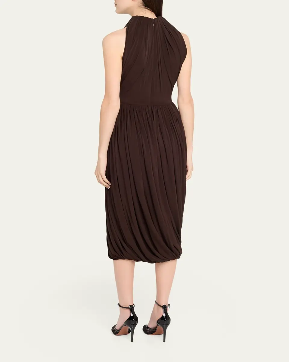 Alaïa Gathered Jersey Midi Dress | Thumbnail 3 Alaïa Gathered Jersey Midi Dress | Thumbnail 3