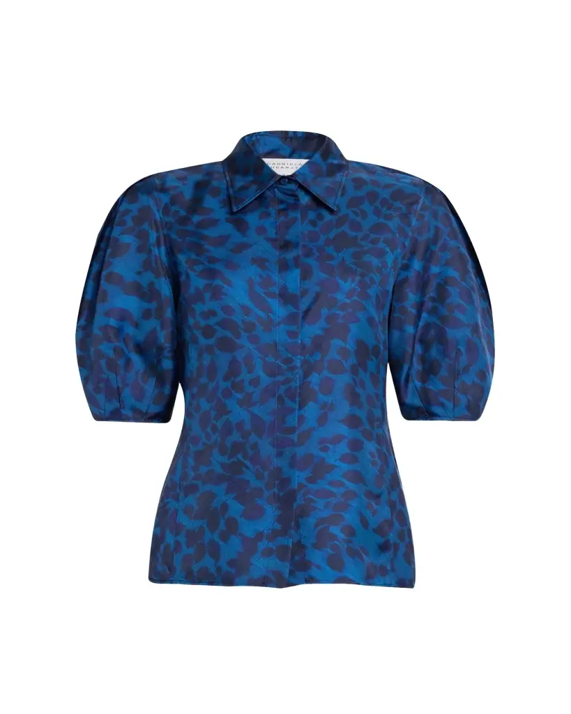 Gabriela Hearst Sansi Leaf-Print Silk Twill Top | Image 1 Gabriela Hearst Sansi Leaf-Print Silk Twill Top | Image 1