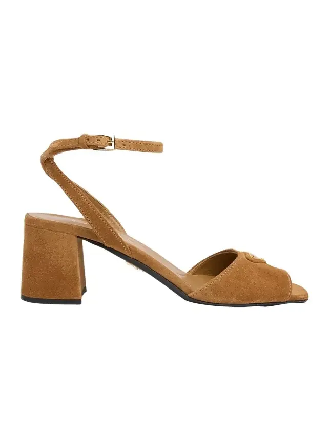 65mm Triangle Logo Suede Block-Heel Sandals