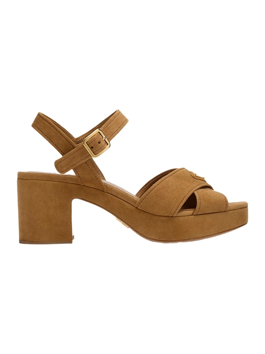 Triangle Suede Platform Sandals