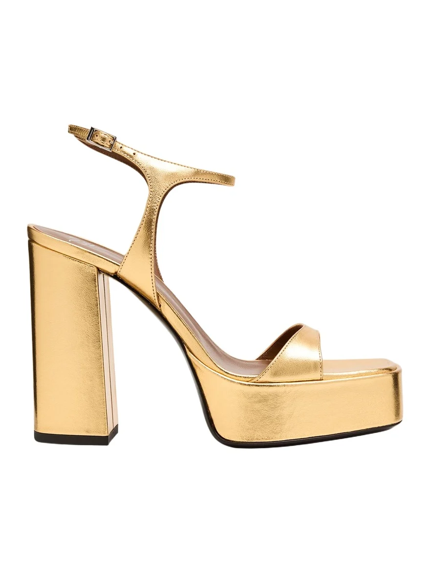 Metallic Leather Block-Heel Platform Sandals Metallic Leather Block-Heel Platform Sandals