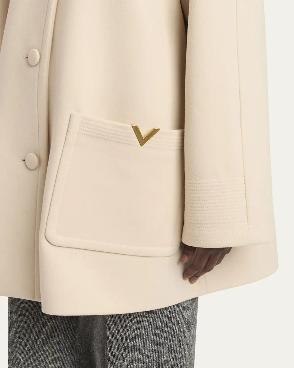 Valentino Garavani Cappotto Wool V Gold-Trim Jacket | Thumbnail 5 Valentino Garavani Cappotto Wool V Gold-Trim Jacket | Thumbnail 5