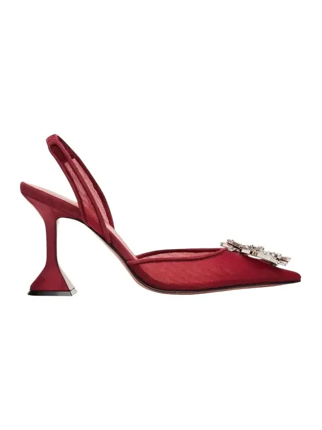 95mm Begum Mesh Crystal Slingback Pumps 95mm Begum Mesh Crystal Slingback Pumps