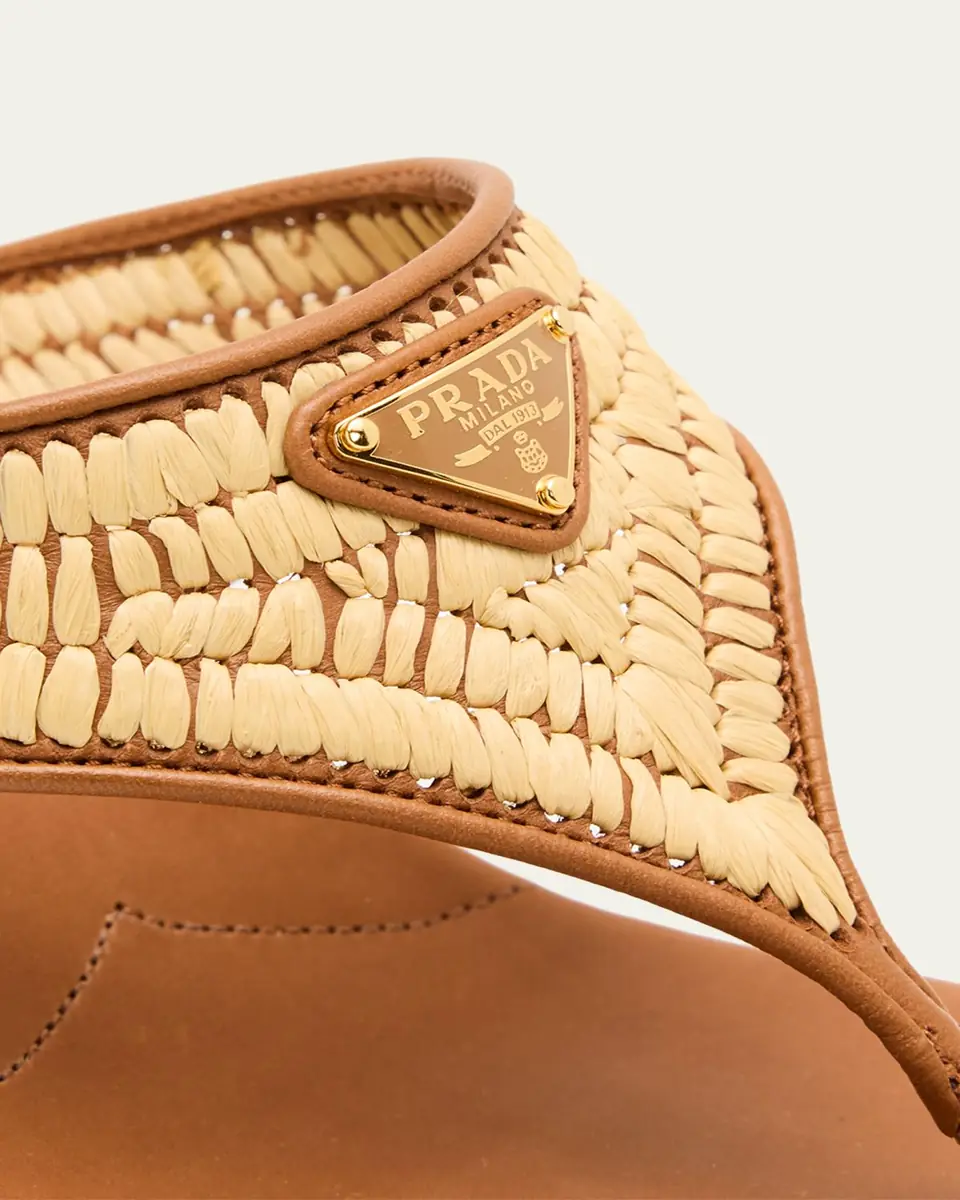 Prada 55mm Triangle Logo Raffia and Leather Thong Sandals | Thumbnail 5 Prada 55mm Triangle Logo Raffia and Leather Thong Sandals | Thumbnail 5