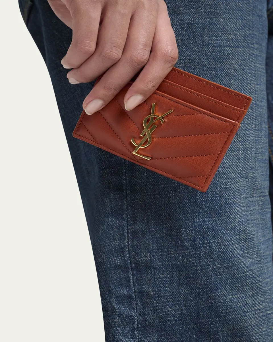 Saint Laurent Cassandre YSL Monogram Card Case in Quilted Smooth Leather | Thumbnail 4