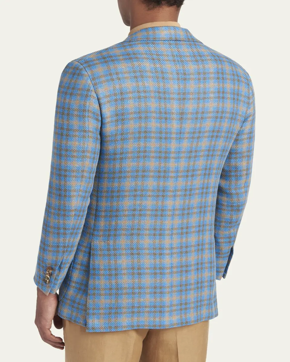 Kiton Men's Cashmere and Linen Graph Check Sport Coat | Thumbnail 3 Kiton Men's Cashmere and Linen Graph Check Sport Coat | Thumbnail 3