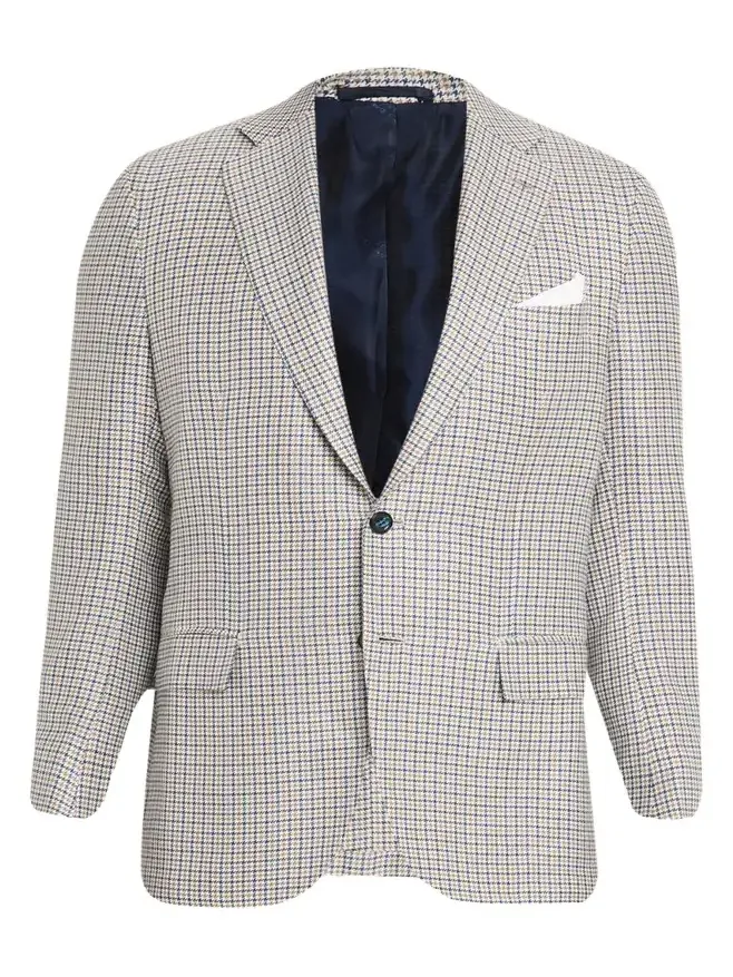 Men's Cashmere, Silk and Linen Houndstooth Check Sport Coat Men's Cashmere, Silk and Linen Houndstooth Check Sport Coat