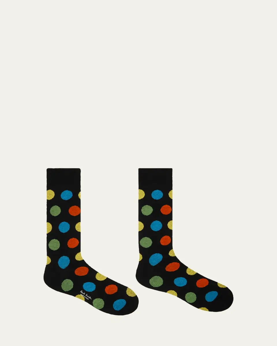 Paul Smith Men's Mike Large Polka Dot Cotton Crew Socks | Thumbnail 2