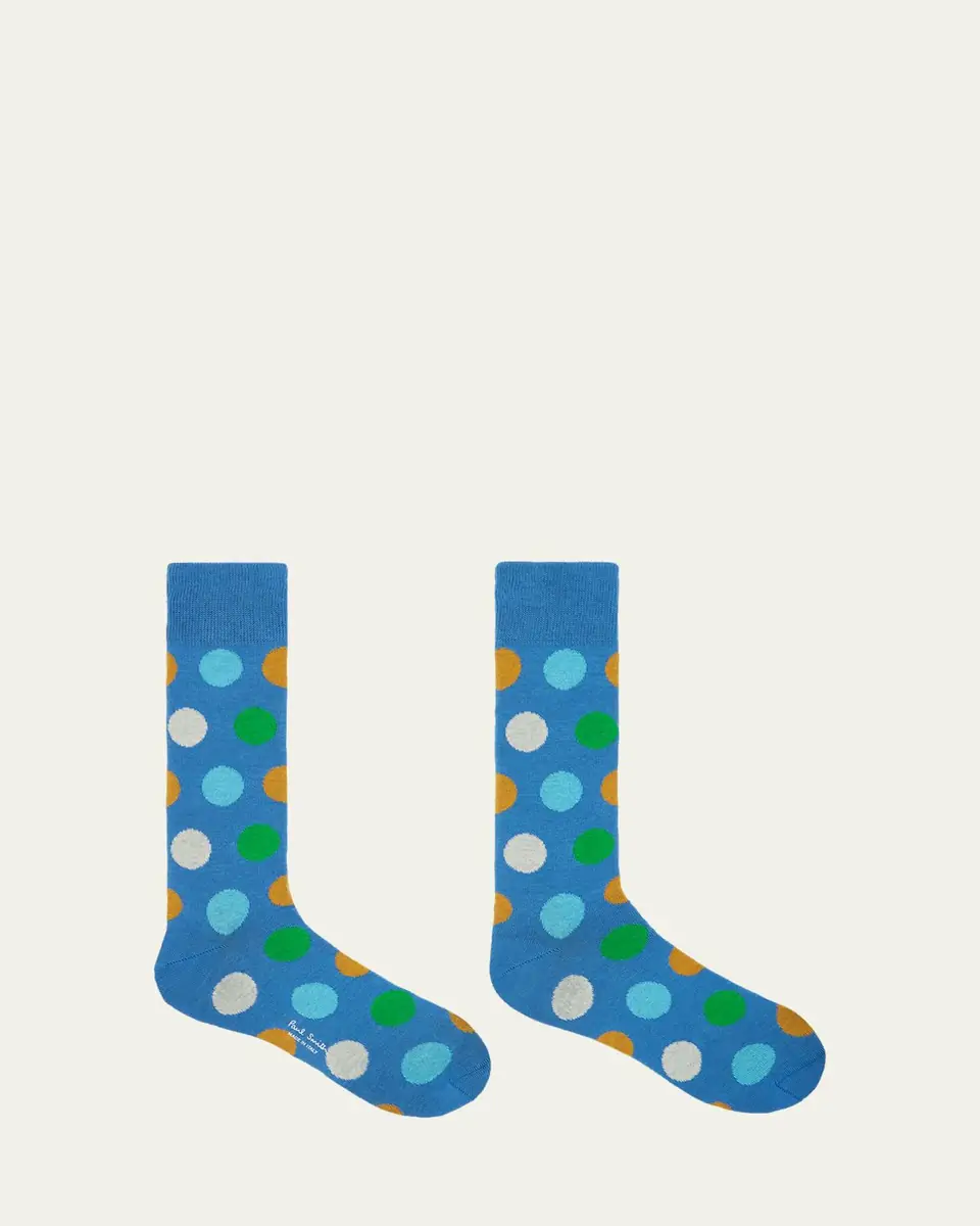 Paul Smith Men's Mike Large Polka Dot Cotton Crew Socks | Thumbnail 3