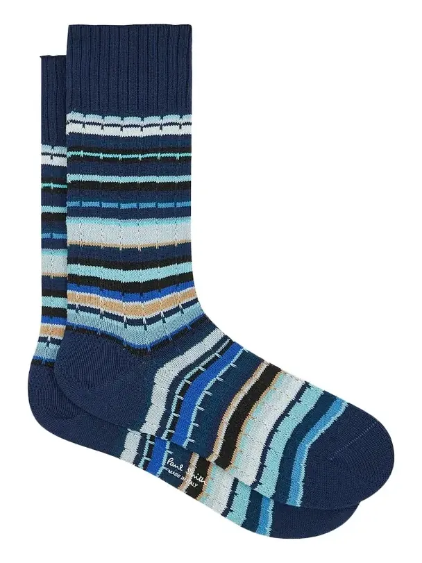Men's Drop-Stitched Signature Stripe Crew Socks