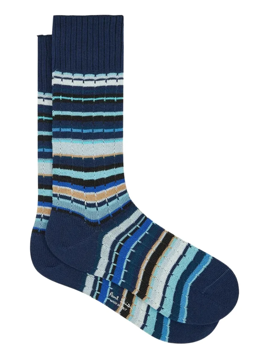 Paul Smith Men's Drop-Stitched Signature Stripe Crew Socks