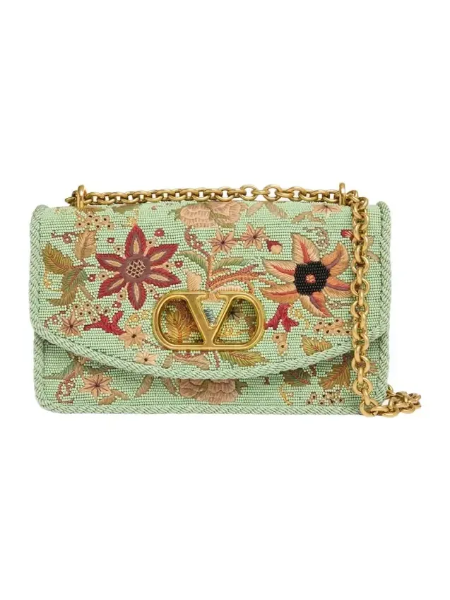 Beaded Floral-Embroidered Shoulder Strap Beaded Floral-Embroidered Shoulder Strap