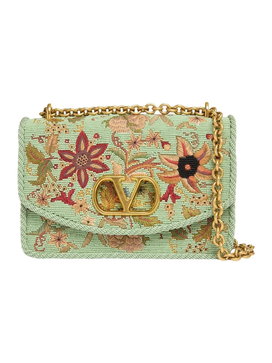 Beaded Floral-Embroidered Shoulder Strap Beaded Floral-Embroidered Shoulder Strap
