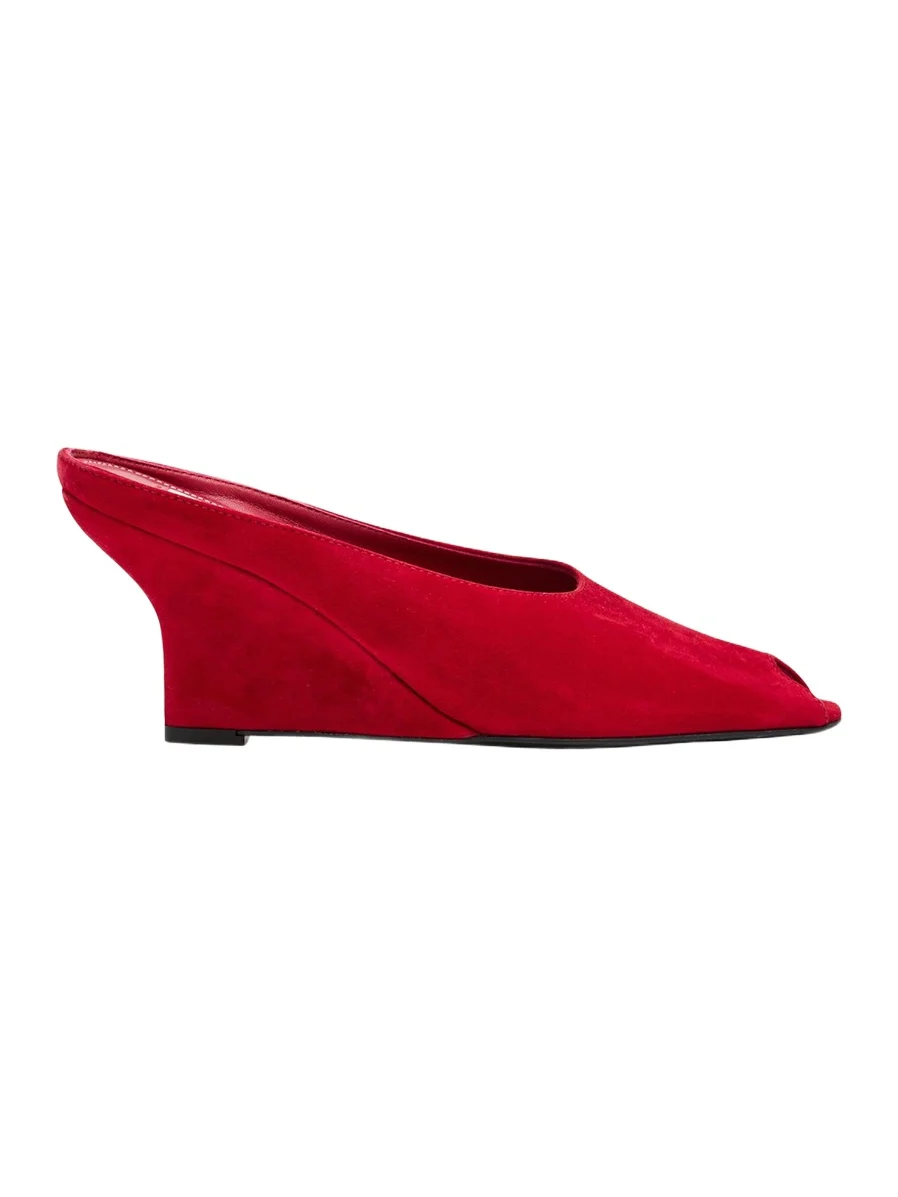 TOTEME Velvet Peep-Toe Mules