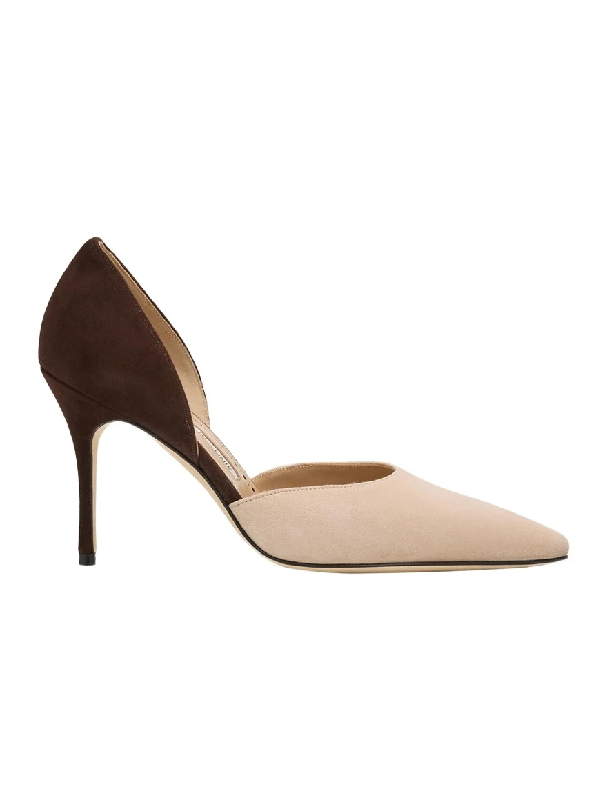 90mm Taylerbinu Bicolor Suede Pointed-Toe Pumps 90mm Taylerbinu Bicolor Suede Pointed-Toe Pumps