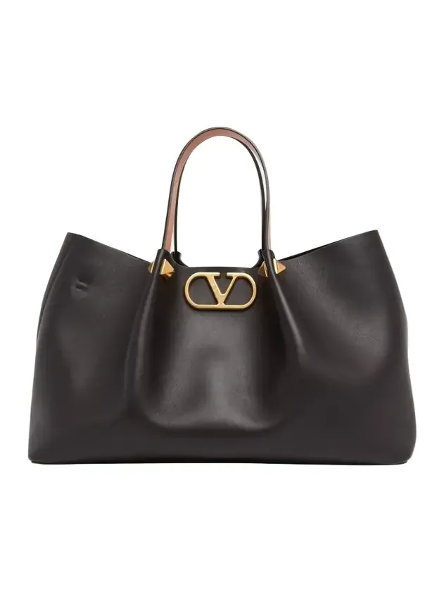 Medium Pleated Rockstud Leather Tote Bag Medium Pleated Rockstud Leather Tote Bag