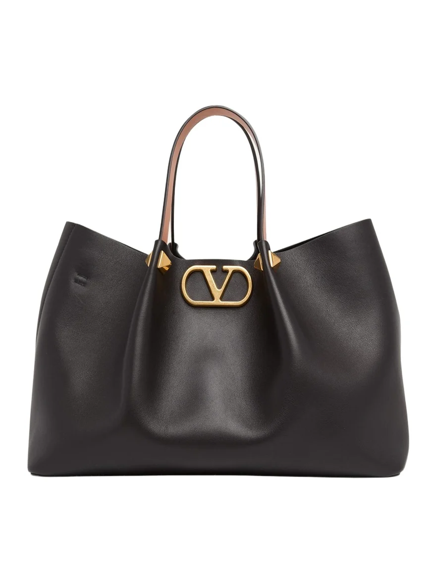 Medium Pleated Rockstud Leather Tote Bag Medium Pleated Rockstud Leather Tote Bag
