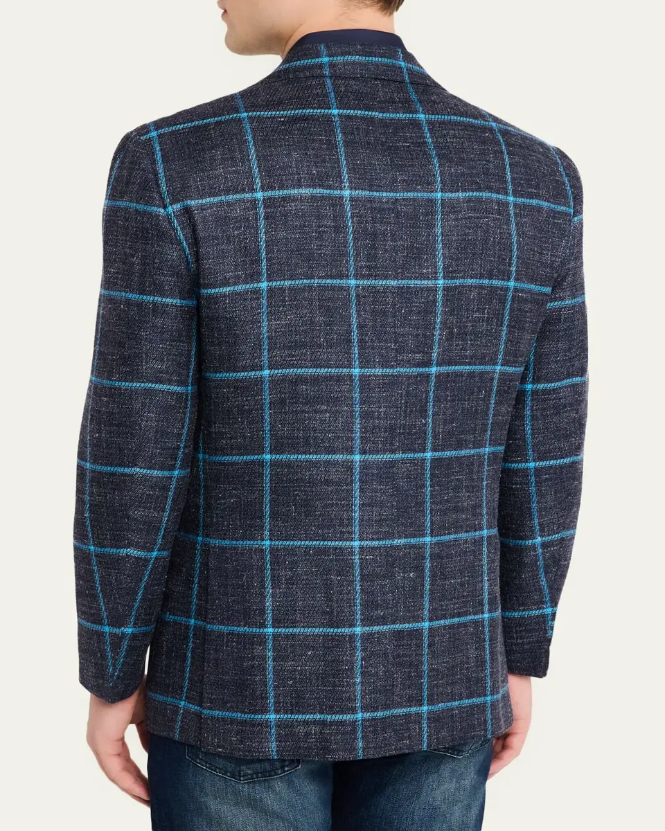 Kiton Men's Windowpane Cashmere, Wool and Silk Sport Coat | Thumbnail 3 Kiton Men's Windowpane Cashmere, Wool and Silk Sport Coat | Thumbnail 3