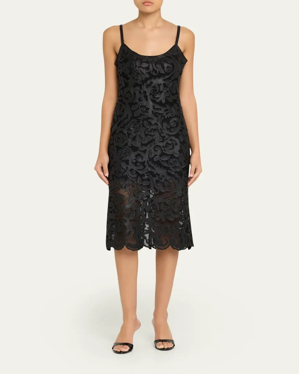L'Agence Kazuko Lasercut Midi Dress | Thumbnail 2