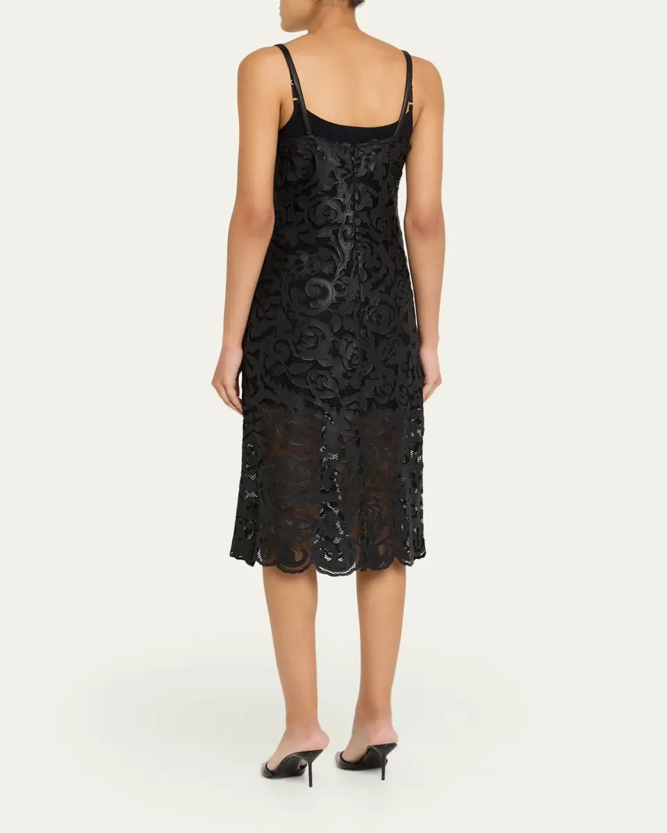 L'Agence Kazuko Lasercut Midi Dress | Thumbnail 3