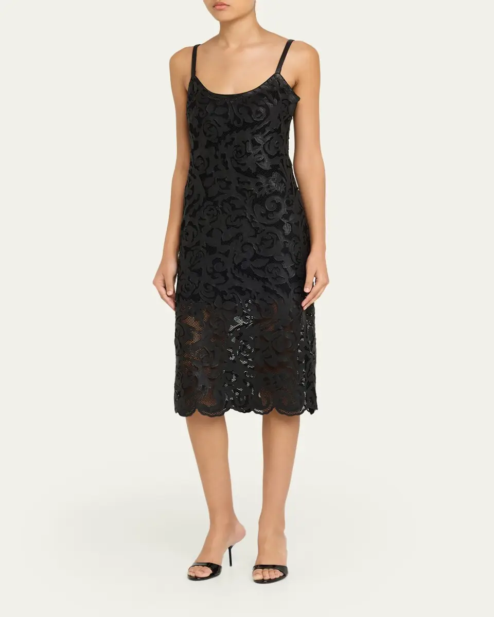 L'Agence Kazuko Lasercut Midi Dress | Thumbnail 4