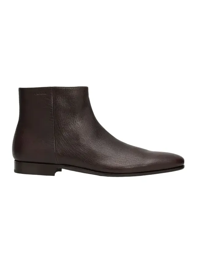 Men's Leather Embossed-Logo Zipped Ankle Boots Men's Leather Embossed-Logo Zipped Ankle Boots