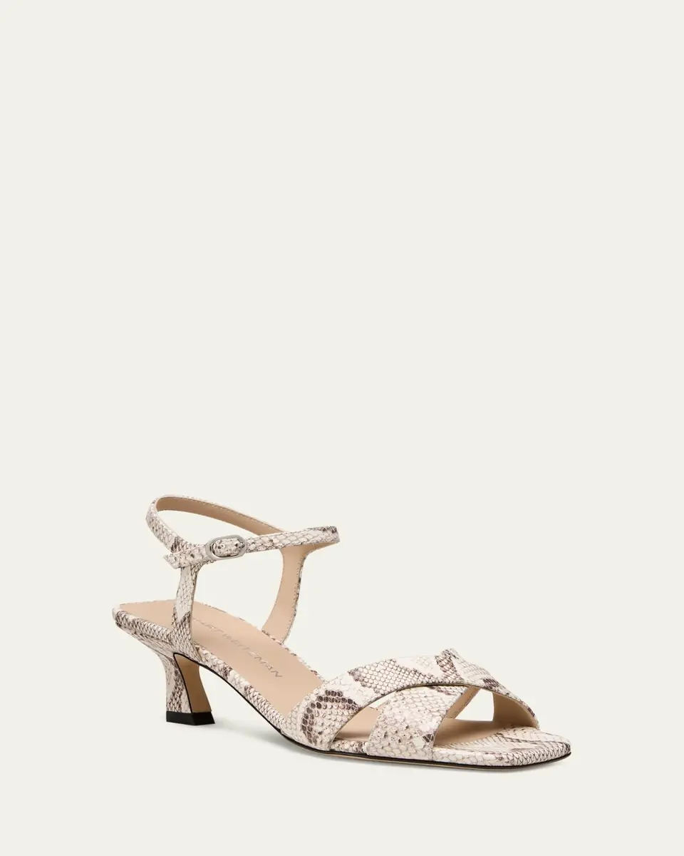Stuart Weitzman 50mm Vinnie Snake-Embossed Leather Sandals | Thumbnail 2