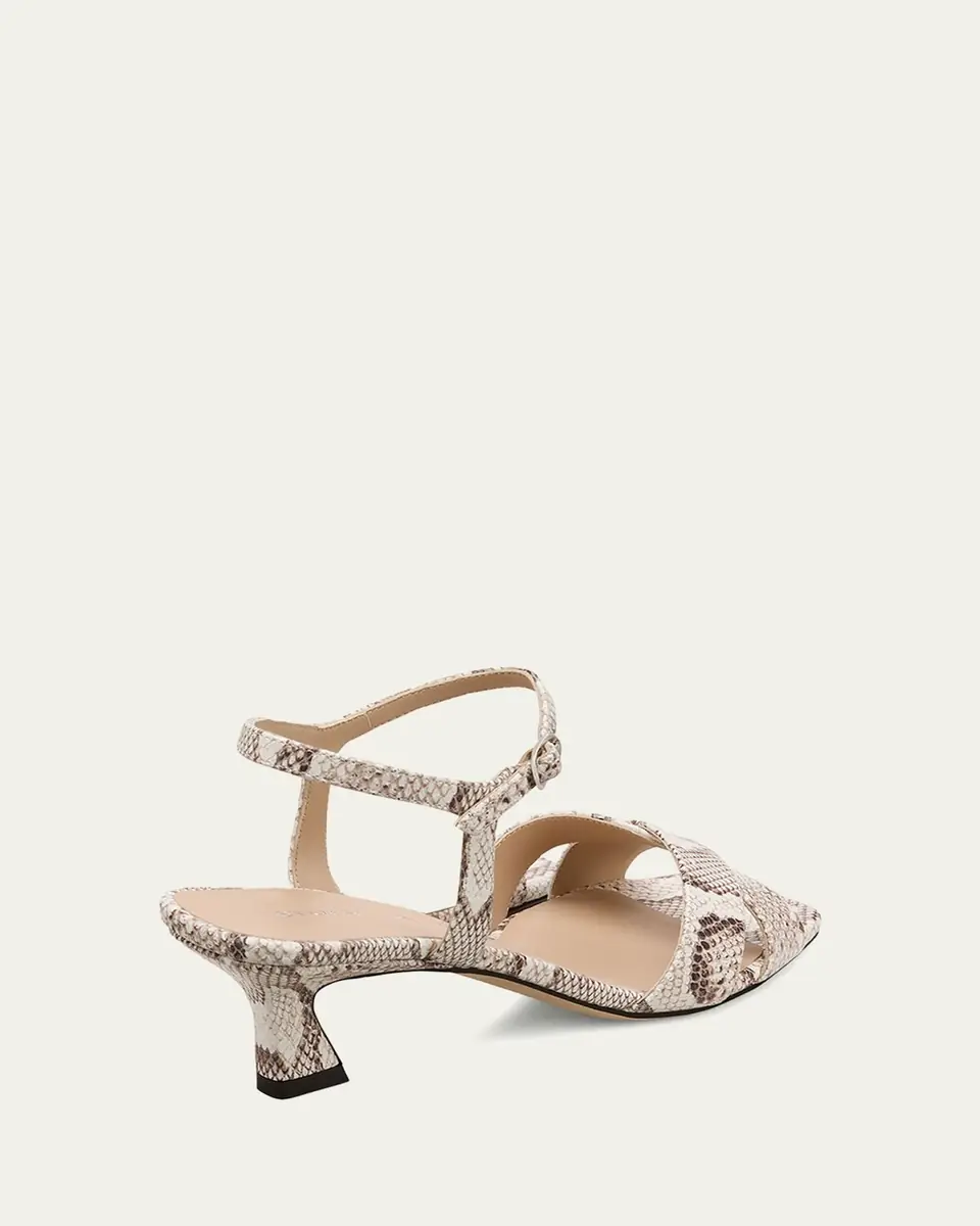 Stuart Weitzman 50mm Vinnie Snake-Embossed Leather Sandals | Thumbnail 3