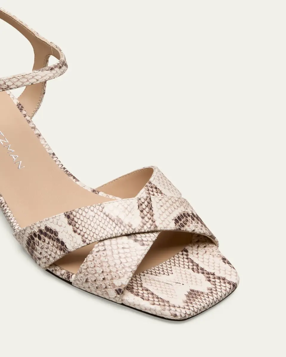 Stuart Weitzman 50mm Vinnie Snake-Embossed Leather Sandals | Thumbnail 4