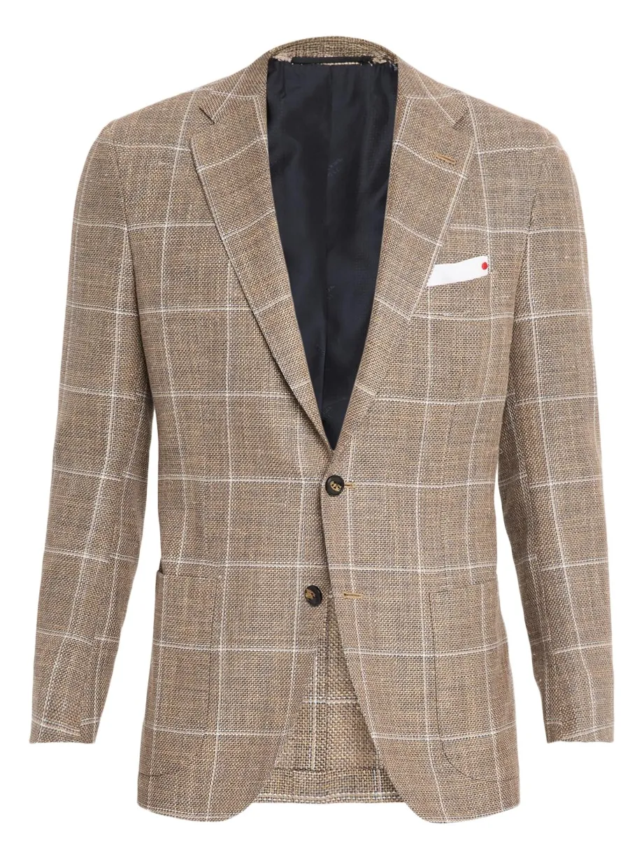 Kiton Men's Cashmere, Wool and Silk Windowpane Sport Coat