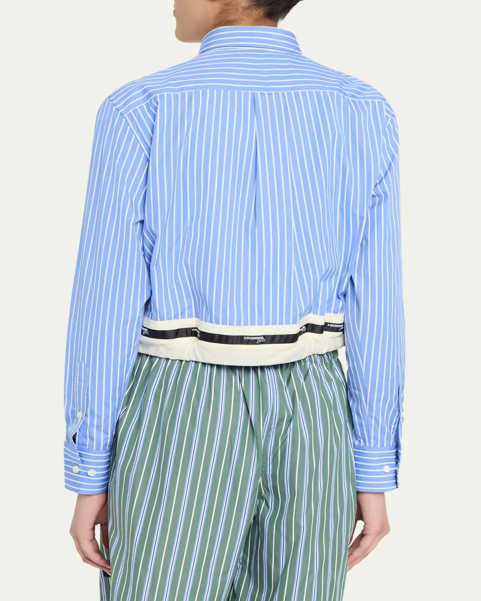 Hommegirls Belted Striped Crop Button-Down Shirt | Thumbnail 3 Hommegirls Belted Striped Crop Button-Down Shirt | Thumbnail 3