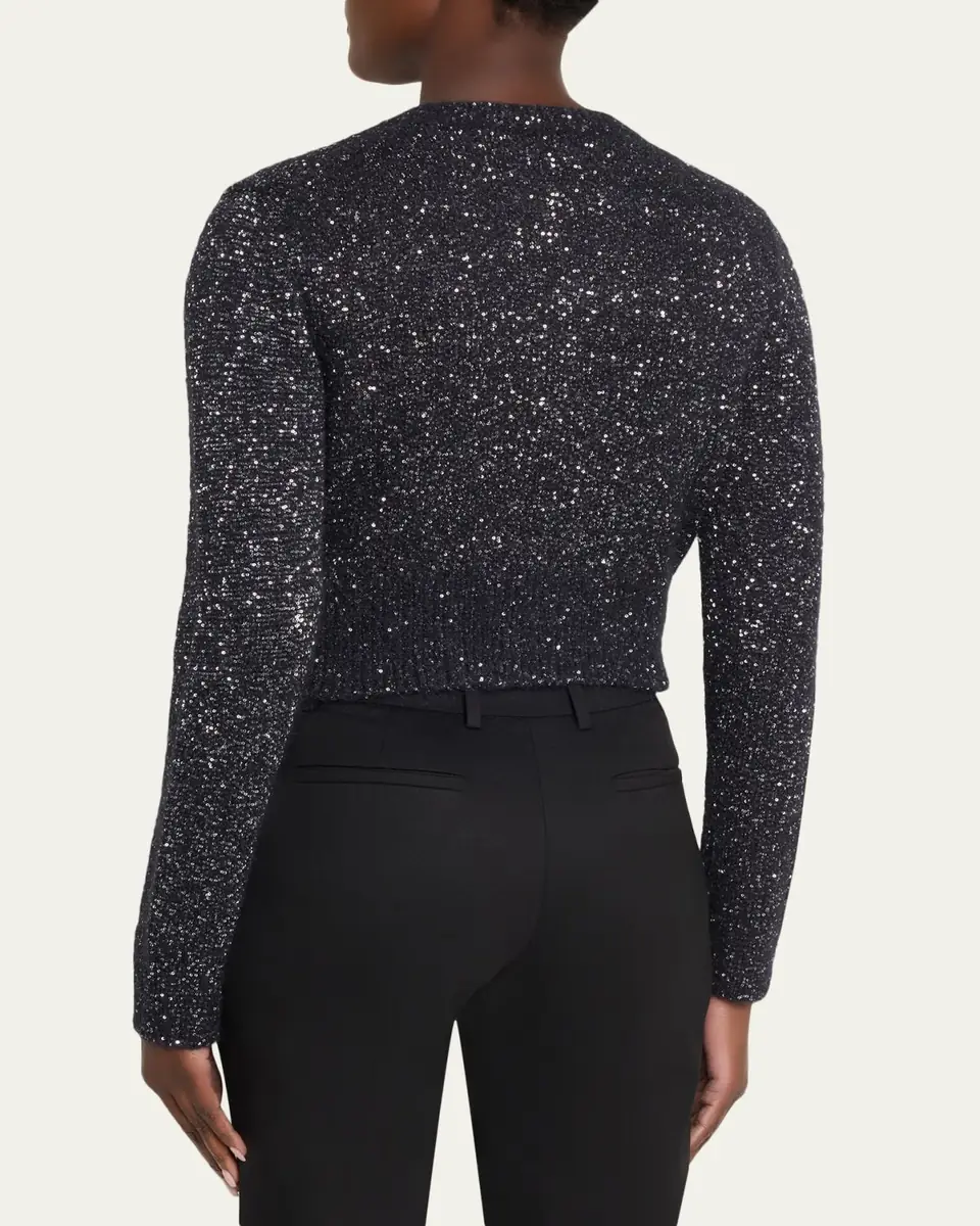 Erdem Crystal Embellished Paillette Knit Crop Cardigan | Thumbnail 3