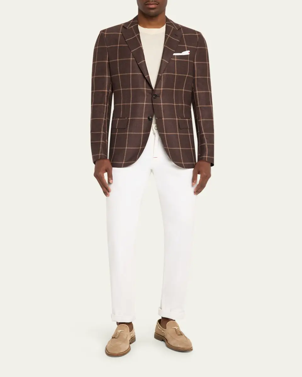 Kiton Men's Cashmere Windowpane Single-Breasted Sport Coat | Thumbnail 2